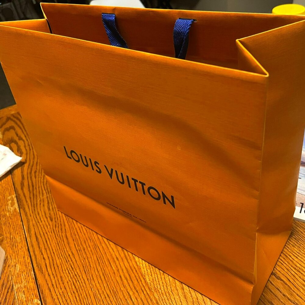 Louis Vuitton authentic paper gift bag with a magazine